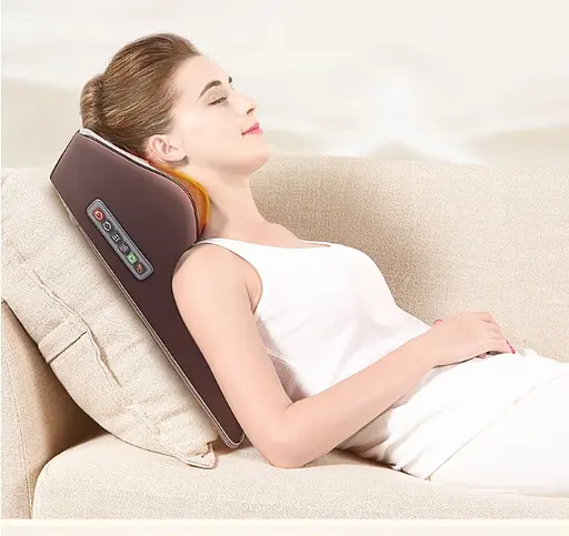 Массажная подушка Jinkairui R7-1 Mini Vibration Массажер для шеи и спины (6 кнопок 16 пальцев) - фото 2