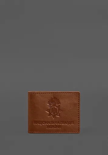 Кожаная обложка для служебного удостоверения Национальной гвардии Светло-коричневая - фото 2