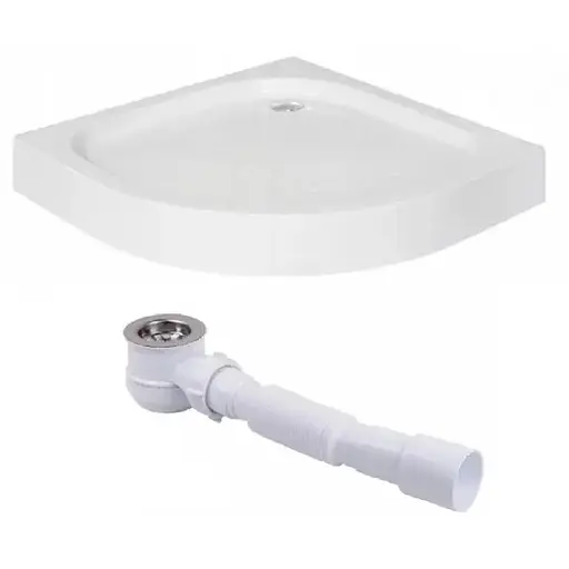 Поддон душевой низкий (полукруглый) WIZ 80х80х14 см. Акриловый с панелью и ножками - фото 5