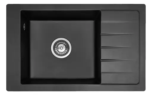 Кухонна мийка гранітна Rea Sten black ZLE-00106, Чорний - фото 6