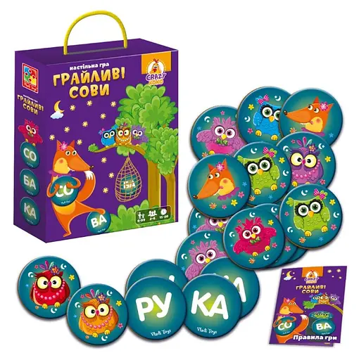Гра настільна Vladi Toys, розважальна, Грайливі сови, Бачу слово!