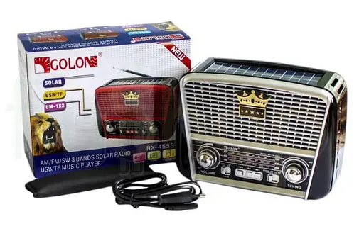 Радиоприемник Golon RX-455S аккумуляторное радио Solar USB Черный - фото 8