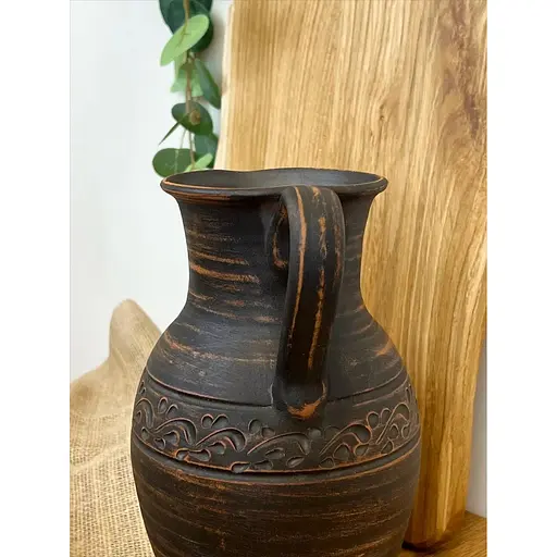 Глек 2 літри керамічний (глиняний) різьблений з ручкою декор - фото 3