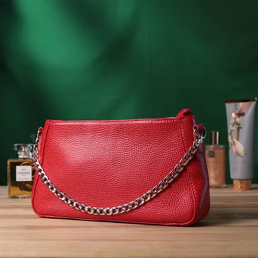 Сумка багет Shvigel с цепочкой и съемным ремешком из натуральной кожи 26.5х15х5.5 см sum0027033 - фото 9