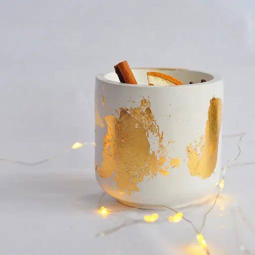 Ароматична свічка ручної роботи із соєвого воску «Mulled wine» Spokiy SP2393, 130 г у гіпсовому кашпо - фото 7