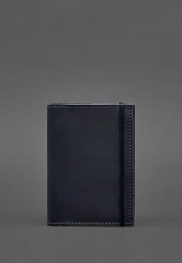 Кожаная обложка для паспорта 1.0 синяя Crazy Horse - фото 2