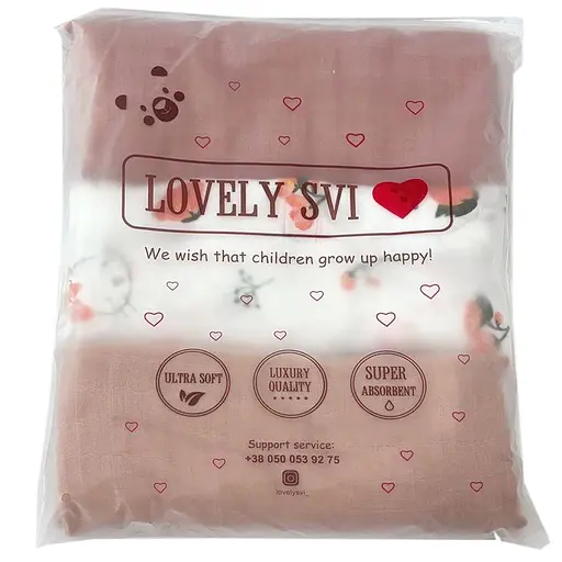 Набор органических пеленок Lovely Svi 3 шт – мягкие, дышащие, размер ХL-110 x 115 см. - фото 6