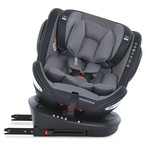 Автокрісло дитяче 0-36 кг ME 1045 EVOLUTION 2 360° ISOFIX/Top Tether з поворотом, Чорно-сіре - фото 4
