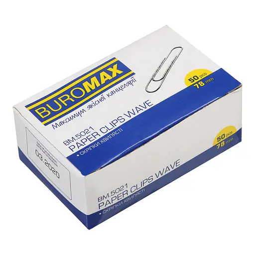 Скрепки никелированные BM.5021 Buromax, 78 мм, рельефные, 50 шт в упаковке (4823078958549) - фото 1