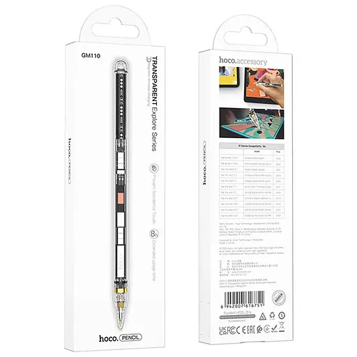 Стилус Hoco GM110 Transparent Explore Series active pad dedicated capacitive pen transparent черный - фото 2