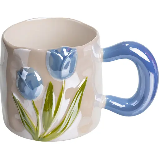 Чашка фарфоровая Yiwu Тюльпан 400 мл синий Yiwu FM-40D