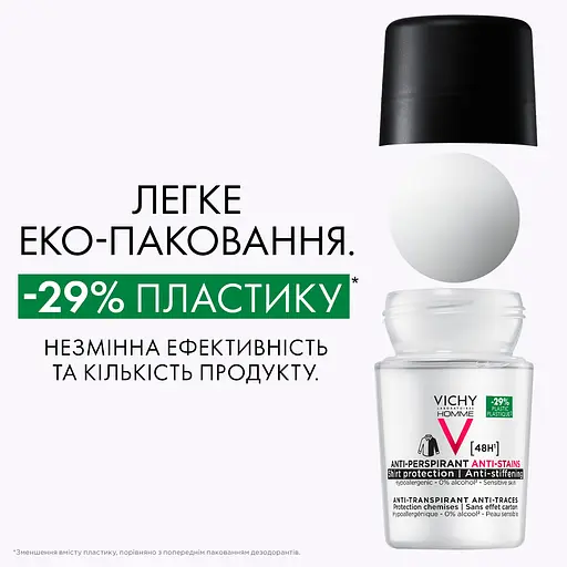 Дезодорант Vichy кульковий 48 годин проти білих і жовтих плям на одязі для чоловіків 50 мл (MB056900) - фото 5