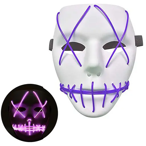 Неоновая маска для вечеринок с подсветкой LED Mask 1 Violet