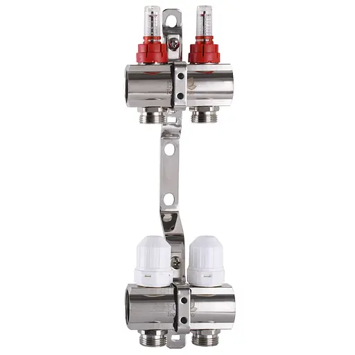 Коллектор с расходомерами, регуляторами и креплением ECO 001D 1″x2 000009825 - фото 1