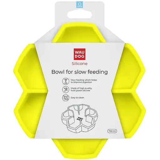 Миска для медленного питания Waudog Silicone 750 мл желтый