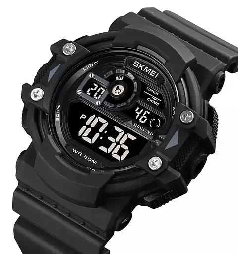 Мужские спортивные наручные часы Skmei 1778 (Черные с черным циферблатом) - фото 2