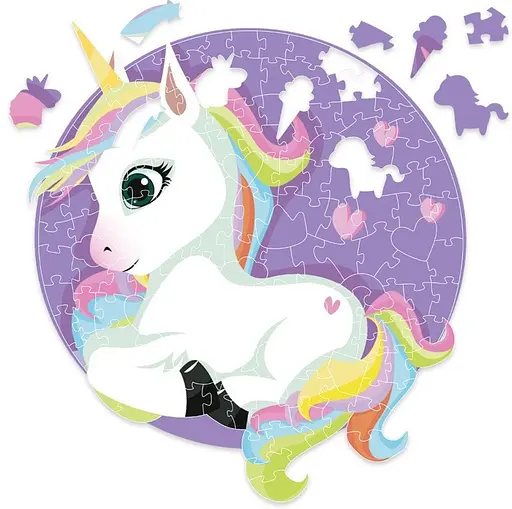 Дерев’яний пазл в коробці Єдиноріг в сердечках - фото 1