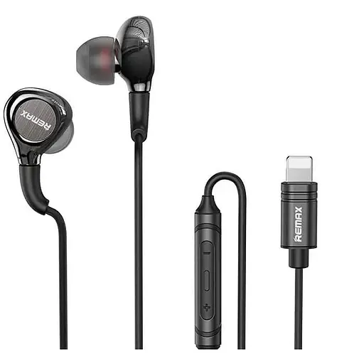 Провідні вакуумні навушники Remax RM-655i Lightning Metal Wired Earphone for Music & Call, 1.2M