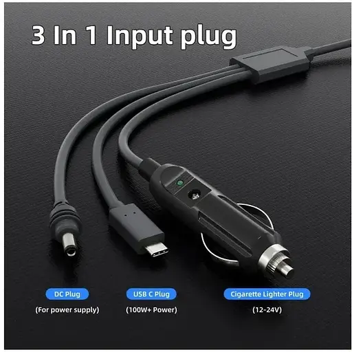 Кабель живлення для Starlink Mini DC + Type-C + автомобільний прикурювач 5 м (18799) - фото 3