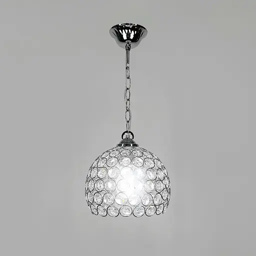 Хромований підвісний світильник із декоративним кришталем Ø 20 см | Line F | Арт. 402/1M CH - фото 5