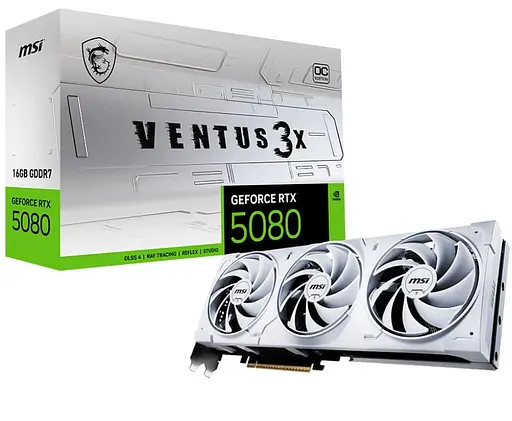Видеокарта MSI RTX 5080 16G VENTUS 3X OC WHITE (RTX 5080 16G VENTUS 3X OC WHITE) (GDDR7, 256 bit, PCI-E v5.0 x16) - фото 7