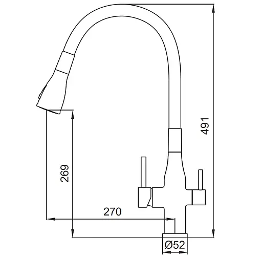 Змішувач для кухні на дві води Koer KI-72024-05 KR5012 Чорний матовий - фото 8