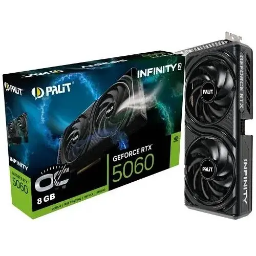 Відеокарта GeForce RTX 5060, Palit, Infinity 2 OC, 8Gb GDDR7, 128-bit, HDMI/3xDP, 2512/28000 MHz, 8-pin (NE75060V19P1-GB2063L) - фото 1