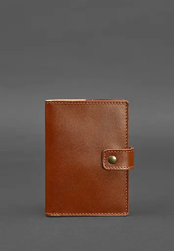 Шкіряна обкладинка для паспорта 5.0 (з віконцем) світло-коричнева - фото 2