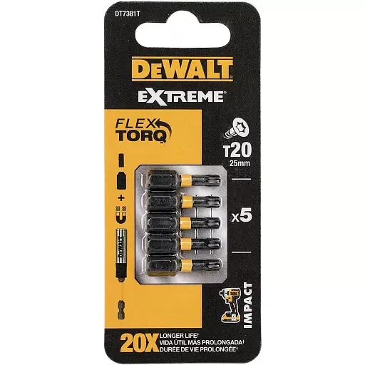 Набір біт DeWalt Impact Torsion ударні Torx Т20 L=25 мм 5 шт. (DT7381T) - фото 2