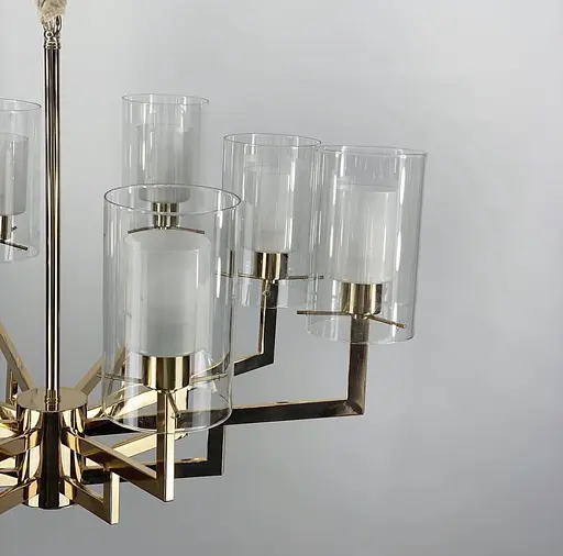 Современный подсвечник в золотом корпусе с двойными плафонами Line.F Количество ламп 8 - фото 5