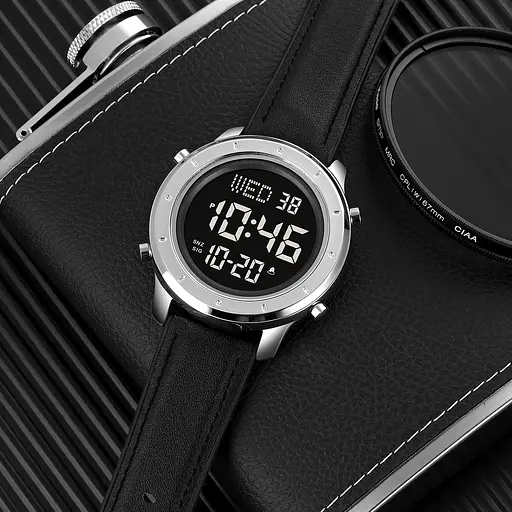 Наручний годинник чоловічий 1864LSIBK Silver-Black Leather Skmei acs0030521 - фото 4