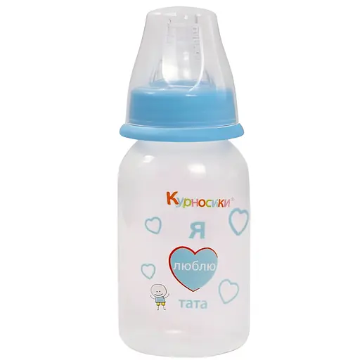 Пляшка для годування Курносики з силіконовою соскою 125 мл блакитний (7001 блак) - фото 1