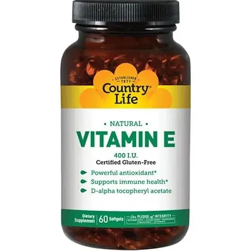 Вітаміни та мінерали Country Life Vitamin E 400 IU Natural, 60 капсул
