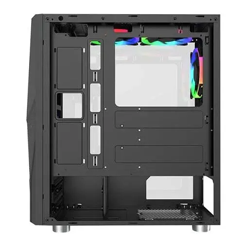 Корпус Montech FIGHTER 500, Black, Mid Tower, без БЖ, для ATX / Micro ATX / Mini ITX, 1xUSB 3.0 / 2xUSB 2.0, макс. CPU - 160 мм / GPU - 320 мм, 4x120 мм LED "Rainbow", бічна панель із загартованого скла - фото 2