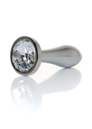 Анальна пробка Jewellery Silver Plug Clear S 7.7 см (прозорий) - фото 2