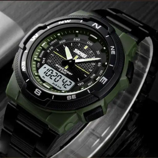 Мужские наручные часы Skmei 1370 Army Green, 1370AG (17132) - фото 4