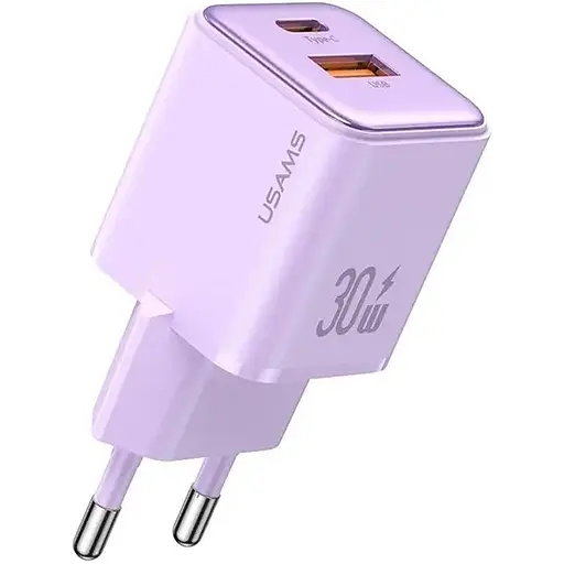 Сетевое зарядное устройство Usams US-CC189 30W Purple (CC189TC03) [139646]