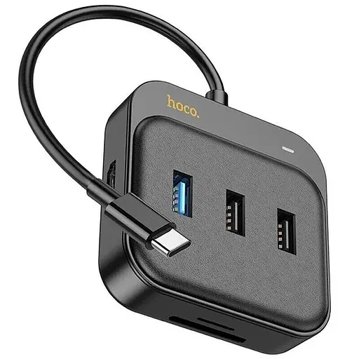 Конвертер хаб Hoco HB38 Easy link 7-in-1 Multiport адаптер (HDTV + SD / TF + Usb3.0 + Usb2.0x2 + PD 100 W) - фото 5