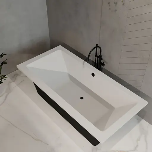 Ванна отдельностоящая глянцевая Amdcon Tytul 185x85 черная из литого камня TYTUL_185_BLACK_HL Черный - фото 3