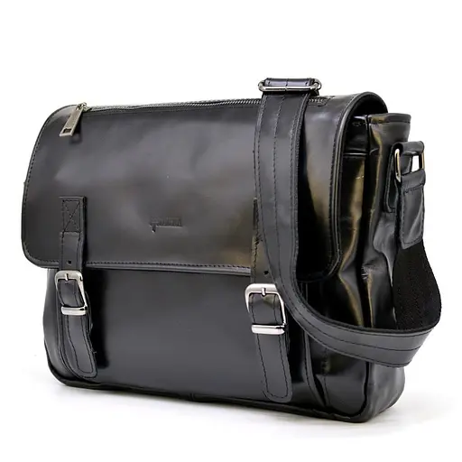 Чоловіча шкіряна сумка через плече з ручкою TARWA 30.5х10х24 см sum0028307 - фото 3