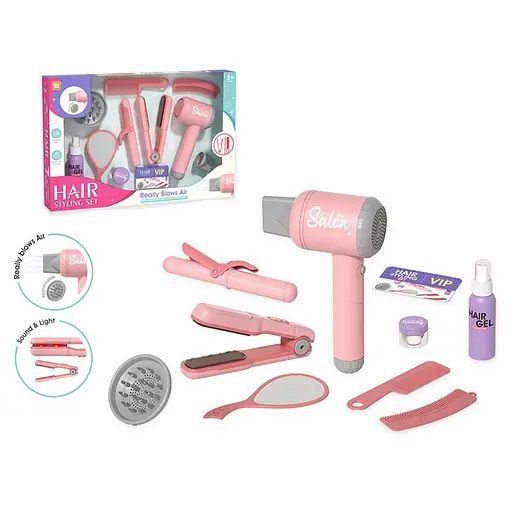 Набор Парикмахера LD-338B, фен, плойки, звук, свет, расчёски, зеркало, в коробке 45-30-6,5см (6903317694235) - фото 1