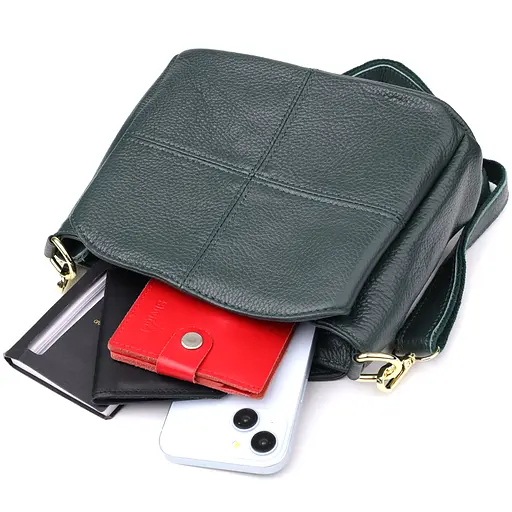 Кожаная сумка Vintage для женщин с тремя отделениями 22.5х16.5х11.5 см sum0027624 - фото 9