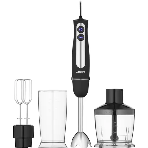 ARDESTO Блендер погружной HBG-800BDWHCH, 800Вт, 3в1, чаша-600мл, черно-серебристый