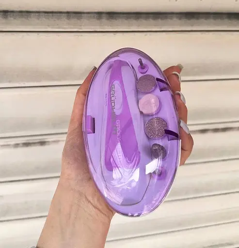 Електрична пилка шліфування з насадками Grunhelm GCR 505 набір для педикюру від батарей АА - фото 5