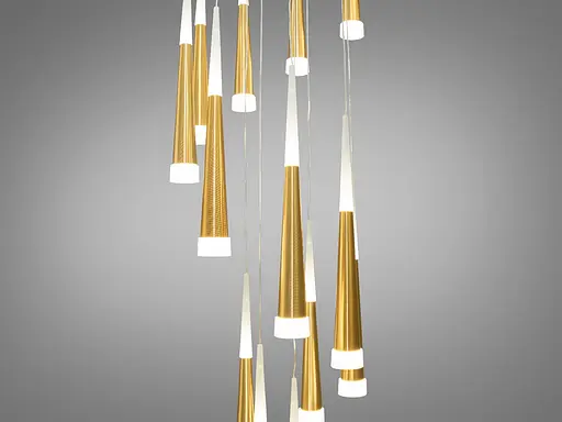 Каскадна світлодіодна люстра для холу потужністю 60 Вт, колір-золото - фото 3