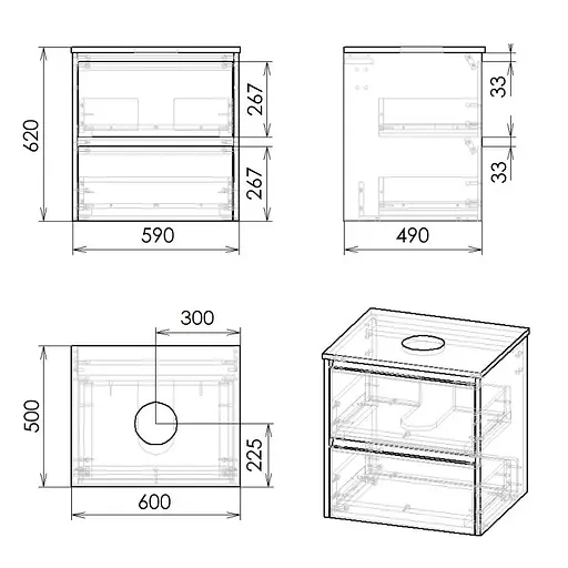 Тумба підвісна Imprese Netka з умивальником 60 см дуб f3201Dr - фото 3