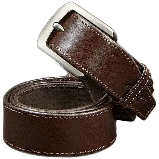 Кожаный ремень BlankNot 40 мм коричневый с темно-бежевой нитью. - фото 1