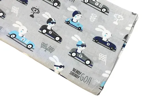 Хлопковая пеленка Moontime 100х80см "Зайчики в машинках" - фото 1