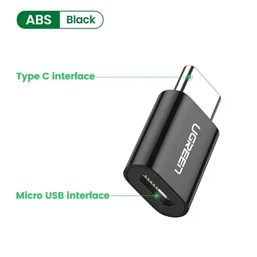 Адаптер Ugreen US157 USB-C 3.1 мicro USB Adapter чорний (30391) - фото 2