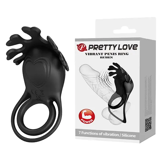 Эрекционное кольцо Pretty Love Vibrant Penis Ring Ruben 8.5 см черный - фото 10